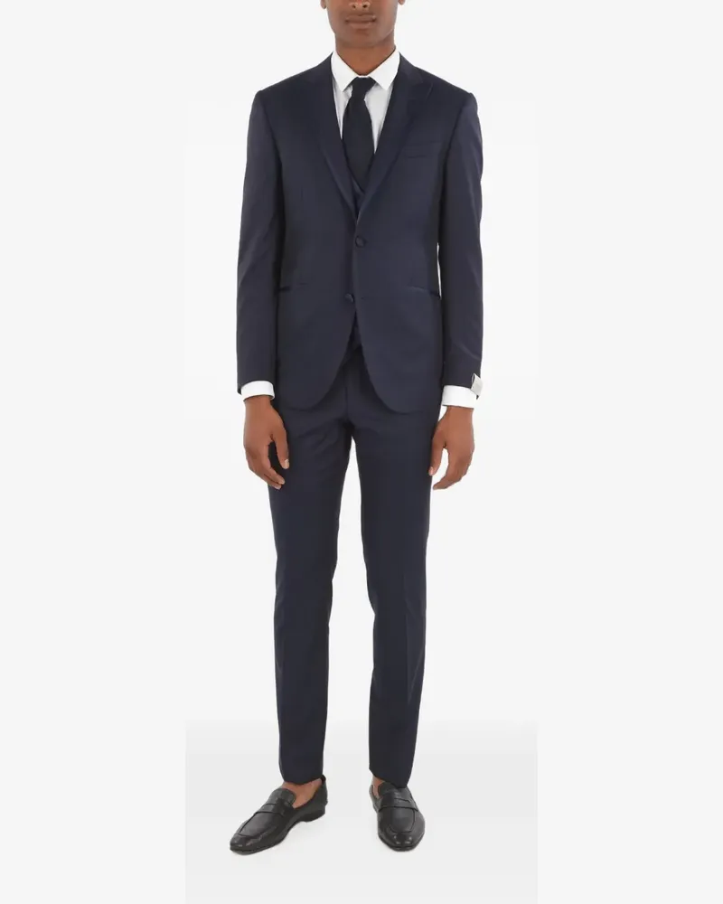 Corneliani Dreiteiliger Anzug mit Satindetail - Blau Blau