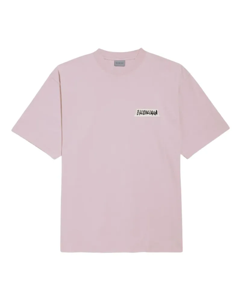Balenciaga Mittelgroßes Masking-Tape T-Shirt in Dusty Pink - Rosa Rosa