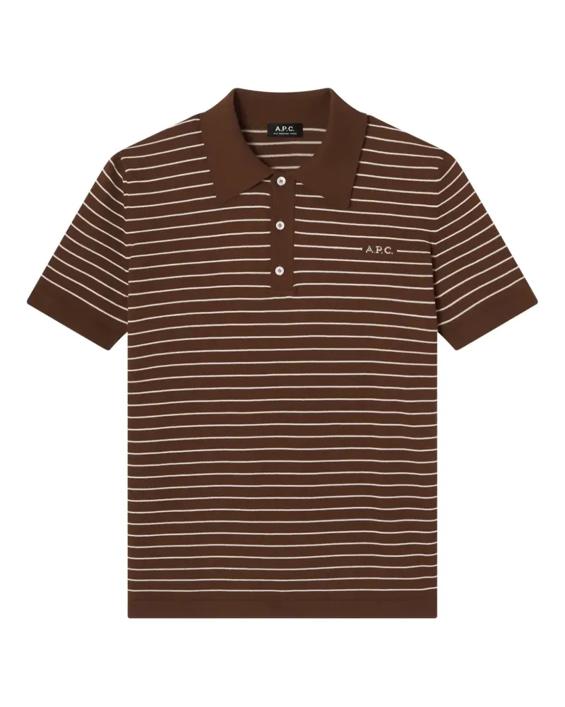 A.P.C. striped short-sleeve polo shirt - Braun Braun