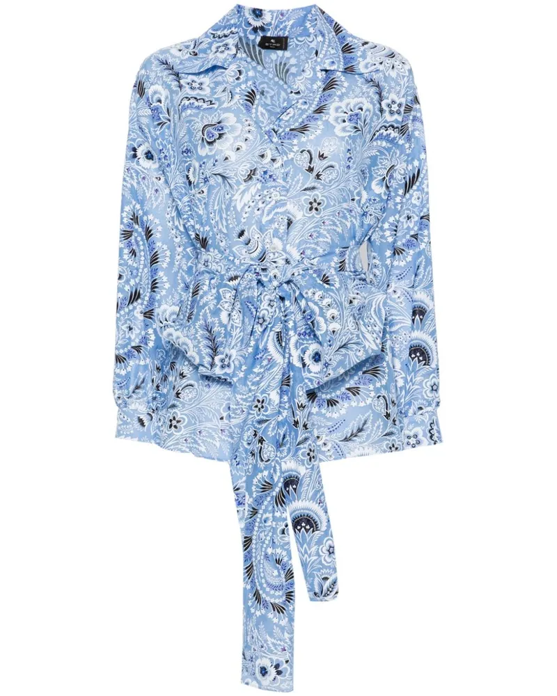 Etro Seiden-Baumwoll-Hemd mit Blumen-Print - Blau Blau
