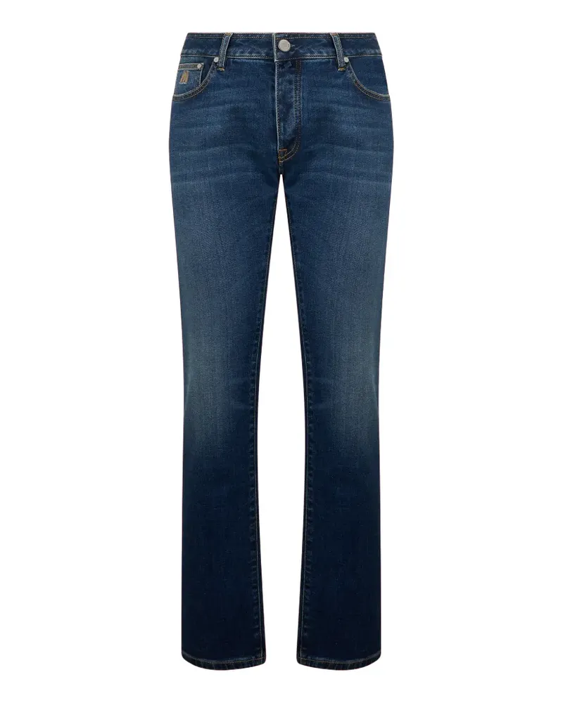 MOORER five-pocket faded jeans - Blau Blau