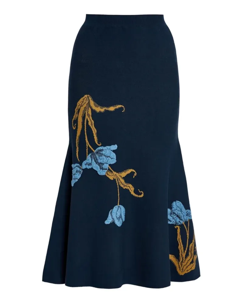 Erdem Rock mit Blumenmuster - Blau Blau