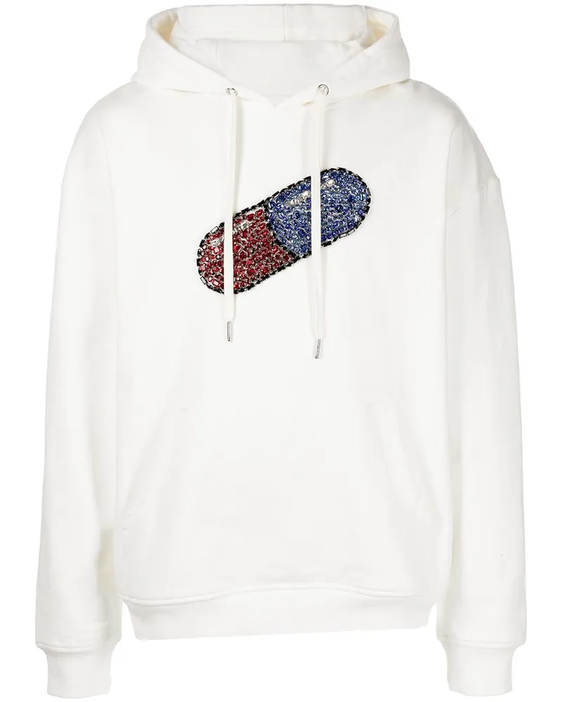 God's Masterful Children Pill Hoodie mit Kristallen Weiß