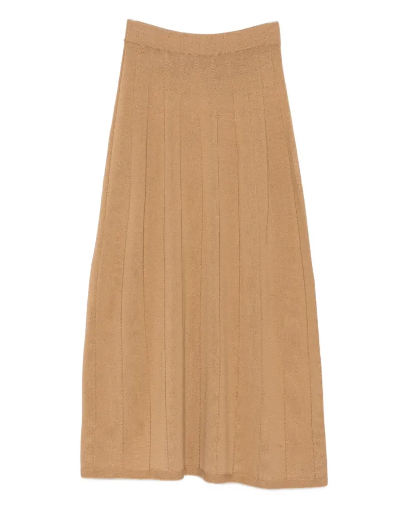 Max Mara virgin-wool ribbed midi skirt - Braun Braun