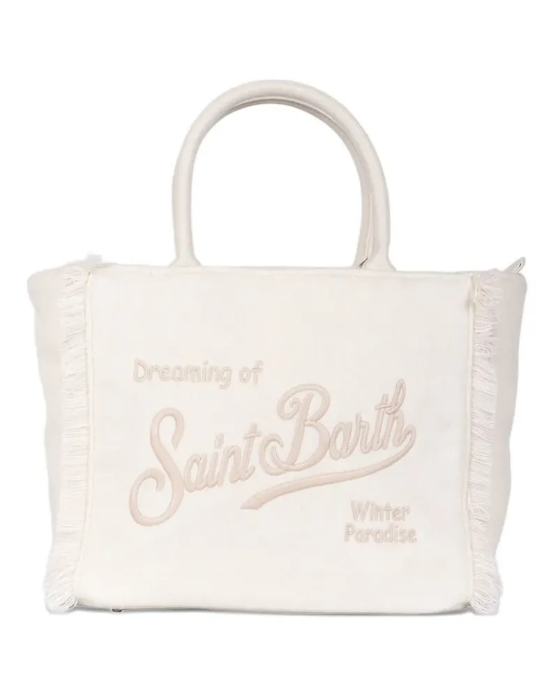 MC2 Saint Barth Colette embroidered fringed tote bag - Nude Nude