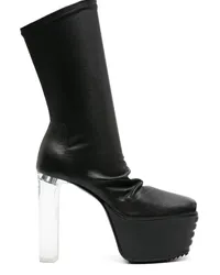 Rick Owens Halbhohe Peeptoe-Stiefel Schwarz