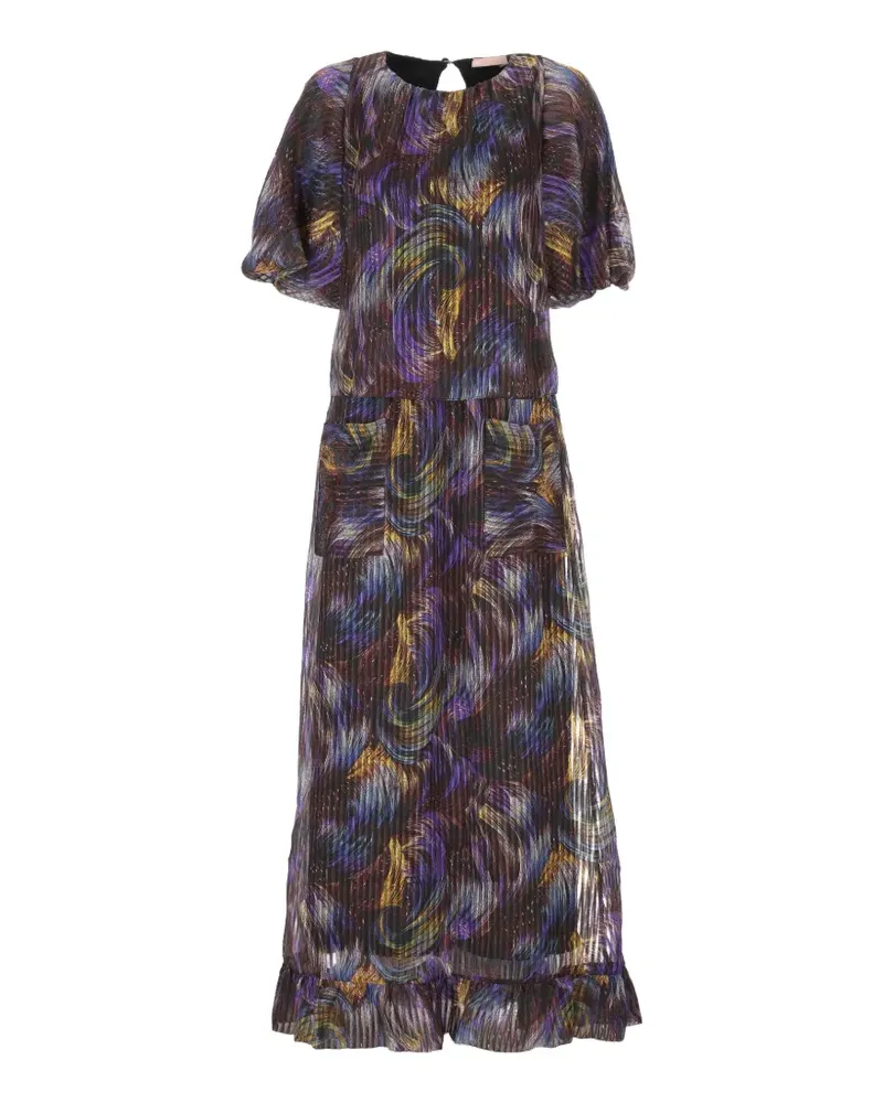 Kristina Ti Maxikleid mit Wirbel-Print - Schwarz Schwarz