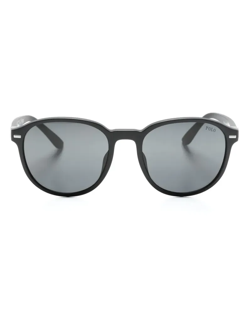 Ralph Lauren Gravierte Sonnenbrille mit rundem Gestell - Schwarz Schwarz