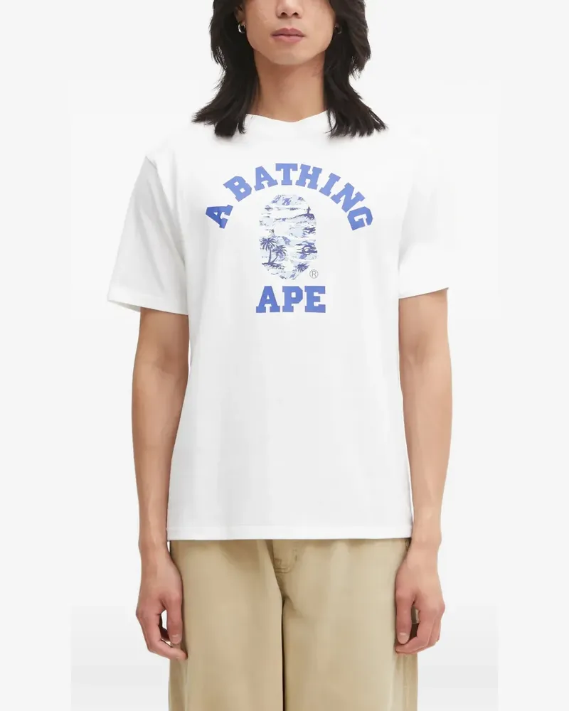 BAPE Palm Tree Camo College T-Shirt mit Print - Weiß Weiß