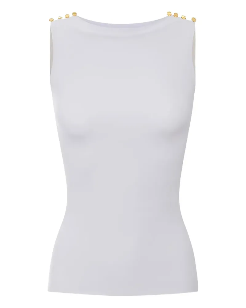 Elisabetta Franchi Tanktop mit verzierten Schultern - Weiß Weiß