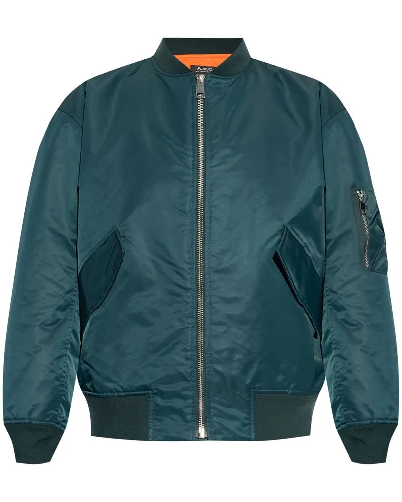 A.P.C. Bomberjacke mit Logo-Stickerei - Blau Blau
