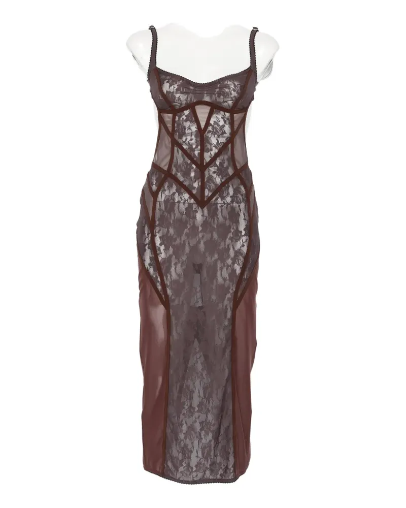 ATTICO lace-panelled midi dress - Braun Braun