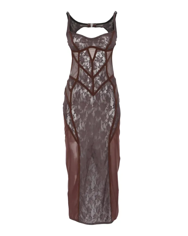 ATTICO lace-panelled midi dress - Braun Braun