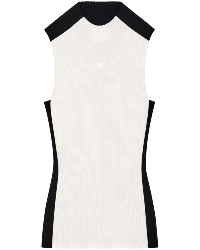 Courrèges Geripptes Tanktop - Schwarz Schwarz