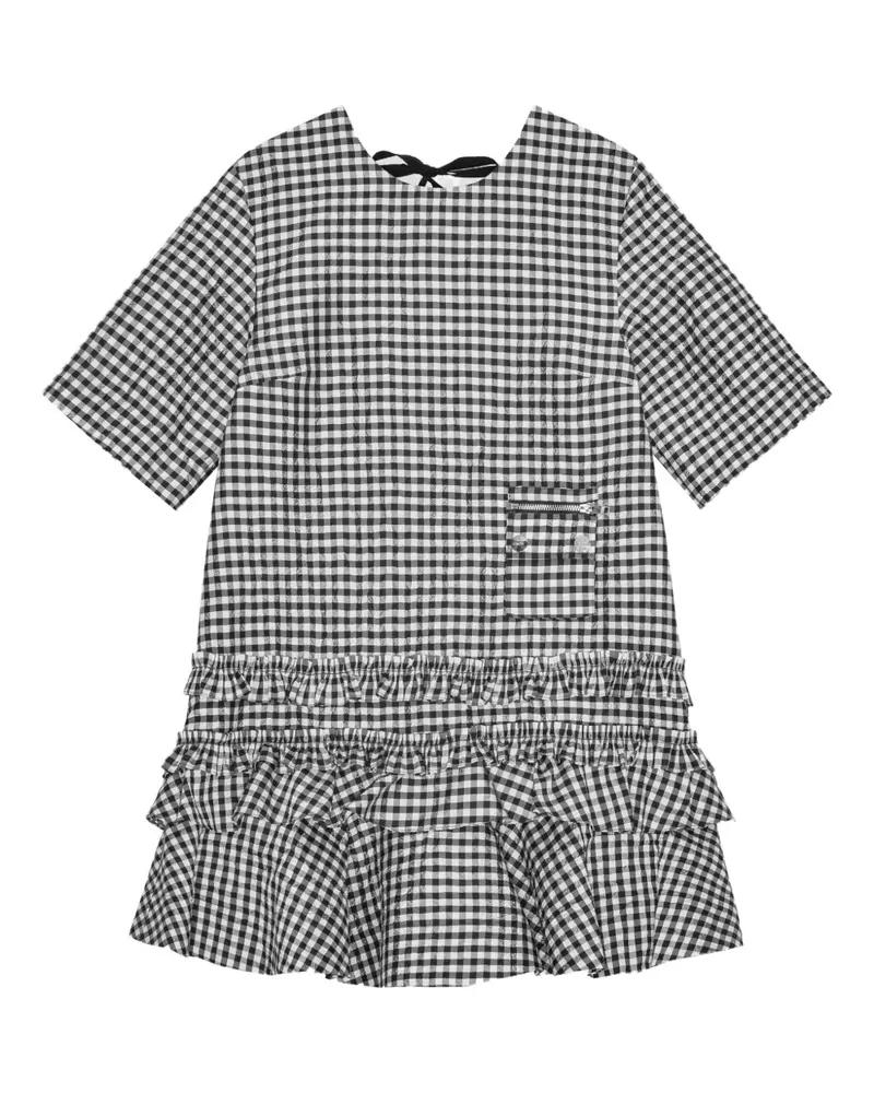 Ganni Kleid mit Vichy-Karo - Schwarz Schwarz