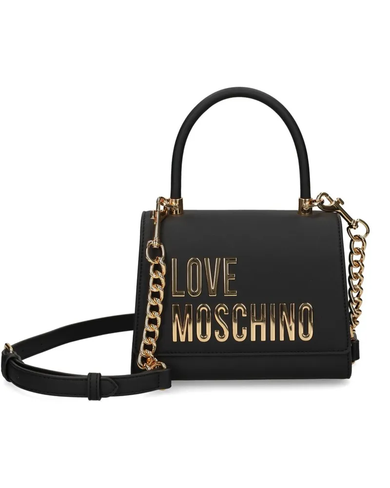 Moschino Handtasche mit Logo-Schriftzug - Schwarz Schwarz