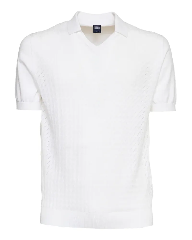 Fedeli Felipe Giza patterned V-neck T-shirt - Weiß Weiß