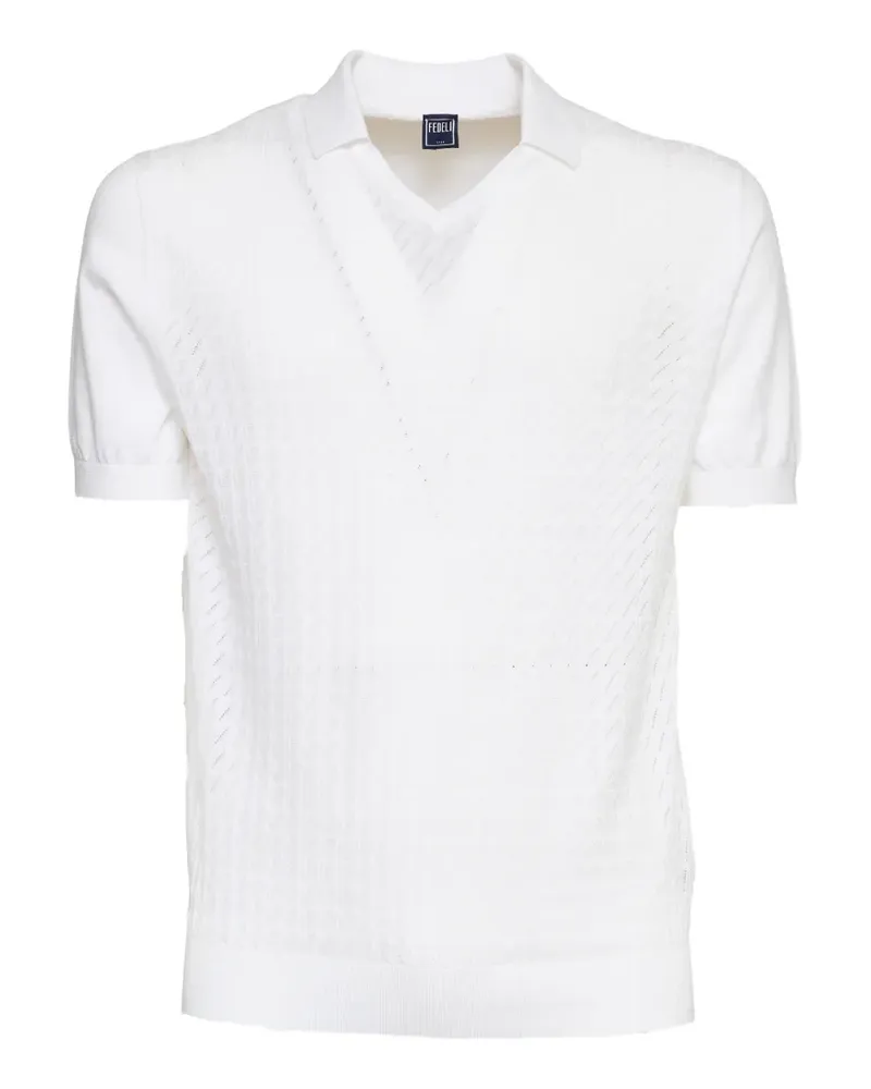 Fedeli Felipe Giza patterned V-neck T-shirt - Weiß Weiß