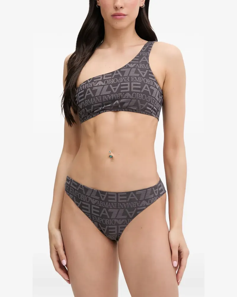 EA7 logo-print one-shoulder bikini - Grau Grau