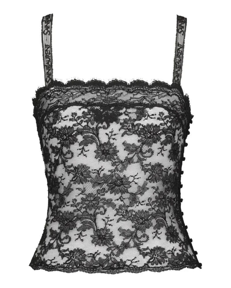 Saint Laurent Oberteil mit Logo-Riemen - Schwarz Schwarz