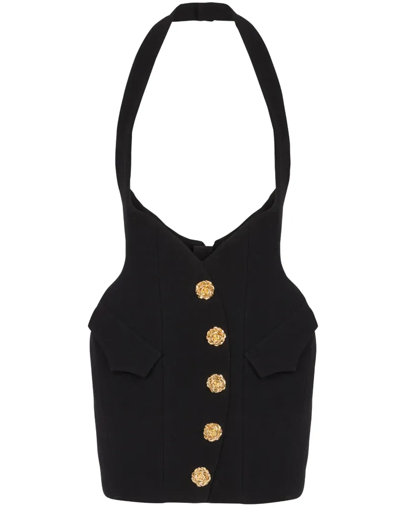Balmain Rock mit Rosen-Knöpfen - Schwarz Schwarz