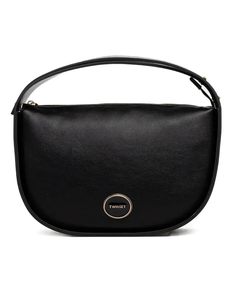 Twin-Set Shopper mit Logo-Schild - Schwarz Schwarz