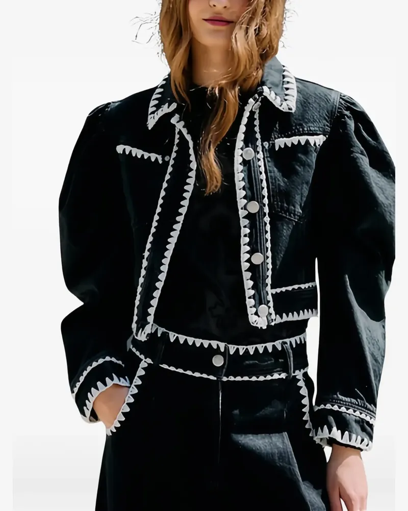 FARM Rio puff-sleeve jacket - Schwarz Schwarz