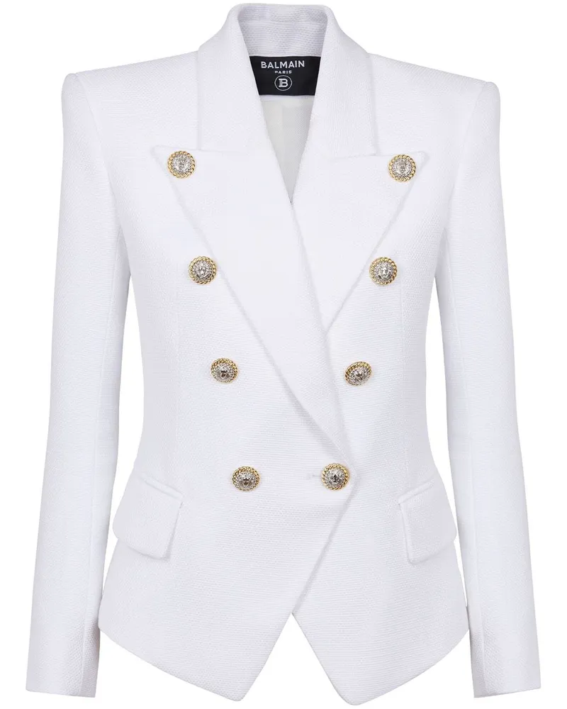 Balmain Doppelreihiger Blazer - Weiß Weiß