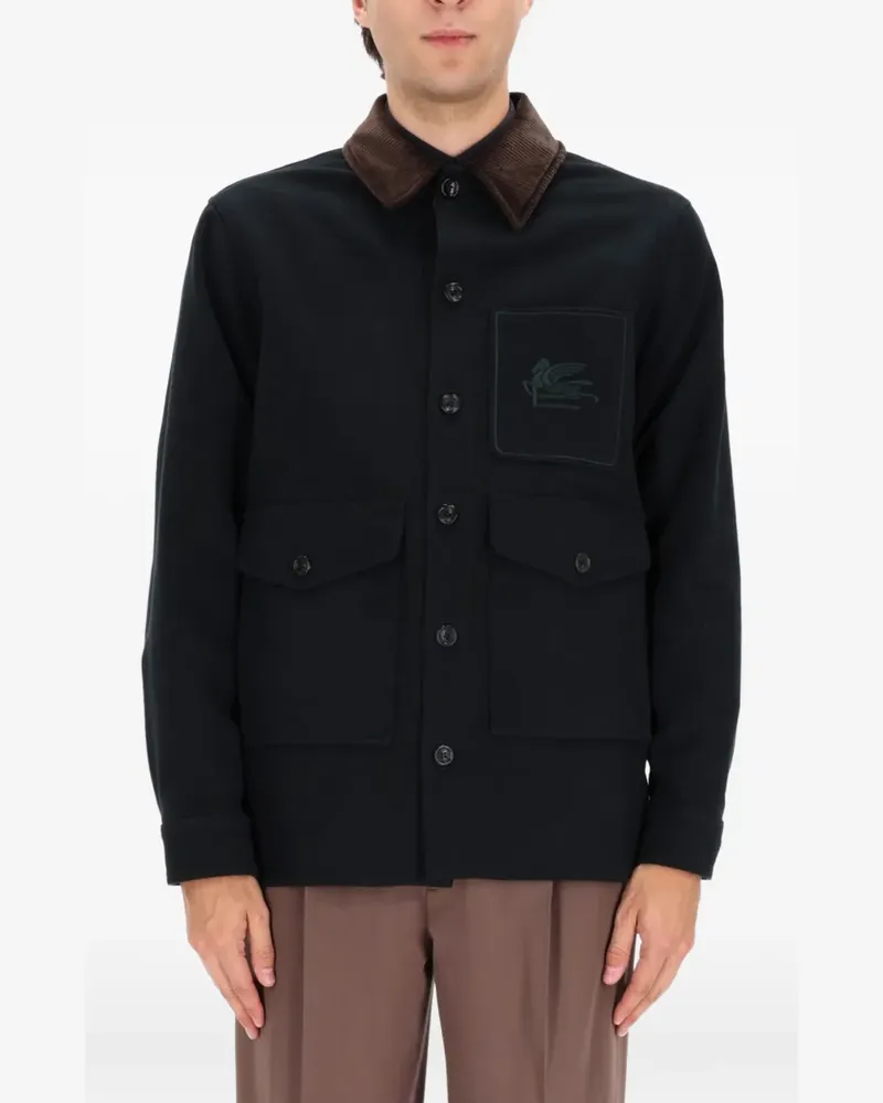 Etro Hemdjacke mit Cordkragen - Grün Grün