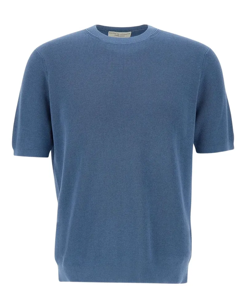 Filippo de Laurentiis Gerippter Pullover mit kurzen Ärmeln - Blau Blau