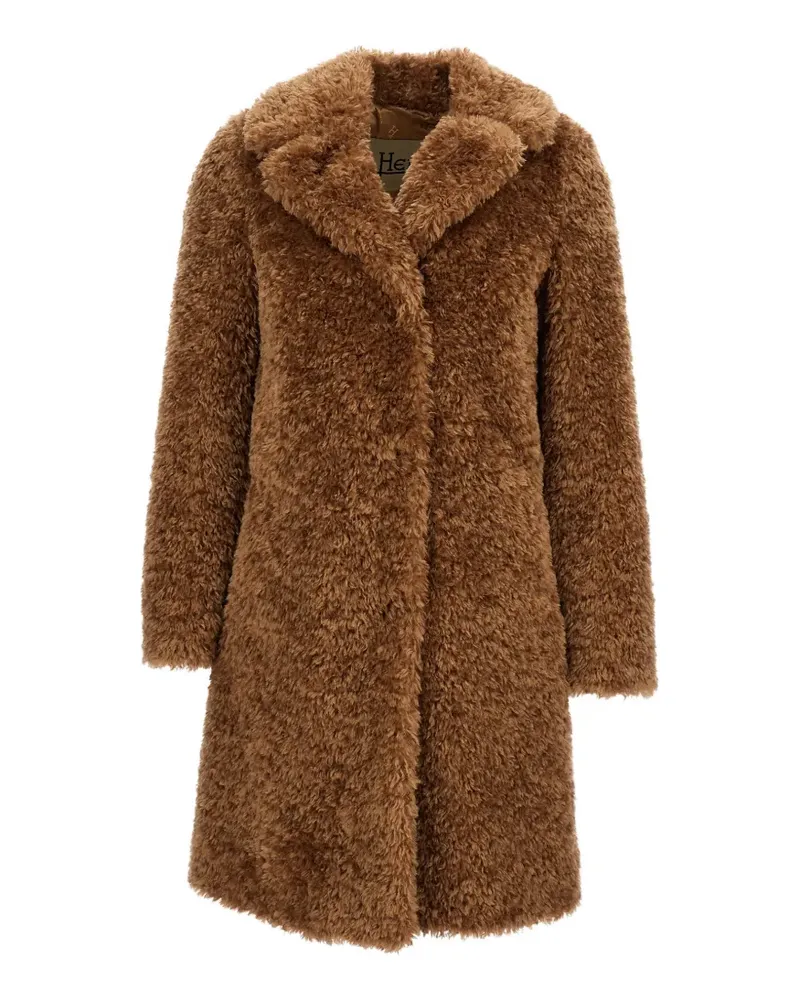 Herno faux-fur lapel-collar coat - Braun Braun