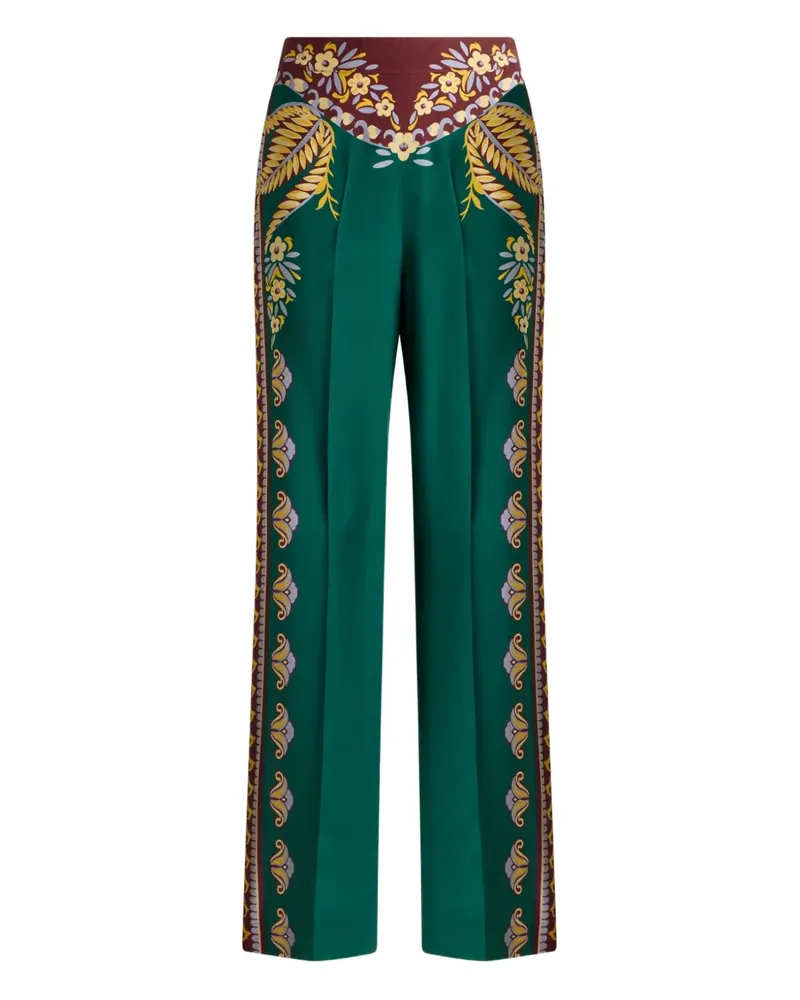 Etro Palazzohose mit Blumen-Print - Grün Grün