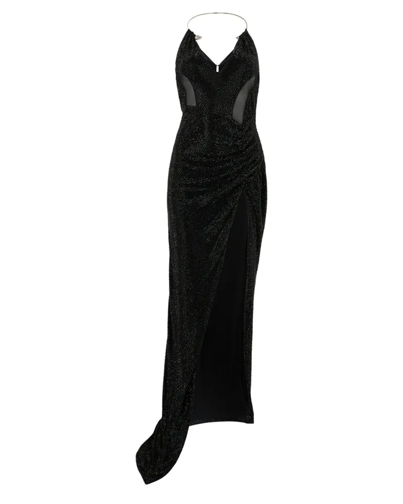 Philipp Plein Rückenfreies Maxikleid mit Schlitz - Schwarz Schwarz