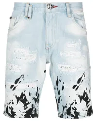 Philipp Plein Tattoo Jeans-Shorts in Distressed-Optik Blau