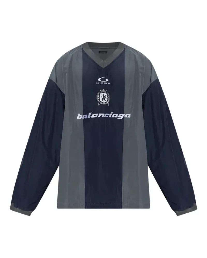 Balenciaga T-Shirt mit V-Ausschnitt - Blau Blau