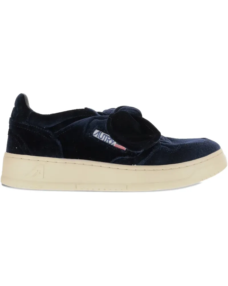AUTRY low-top bow-detail velvet sneakers - Blau Blau