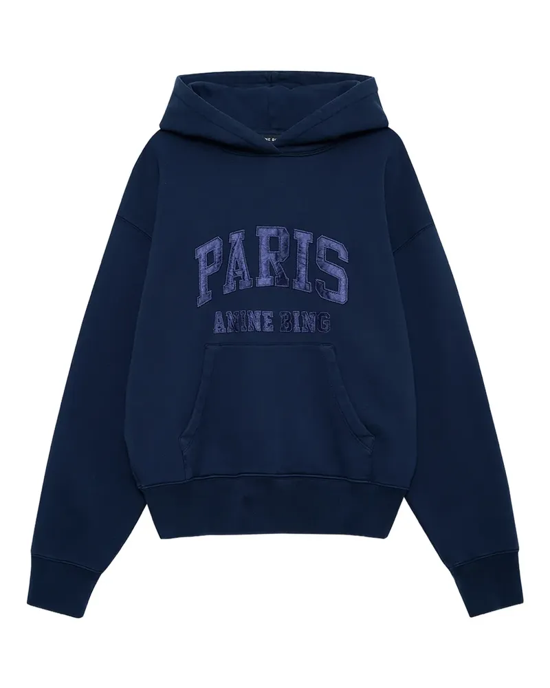 Anine Bing Debbie appliqué-detail hoodie - Blau Blau