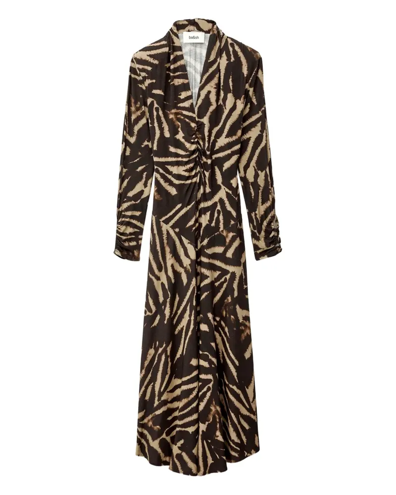 ba&sh Langärmeliges Zahirah Midikleid - Braun Braun