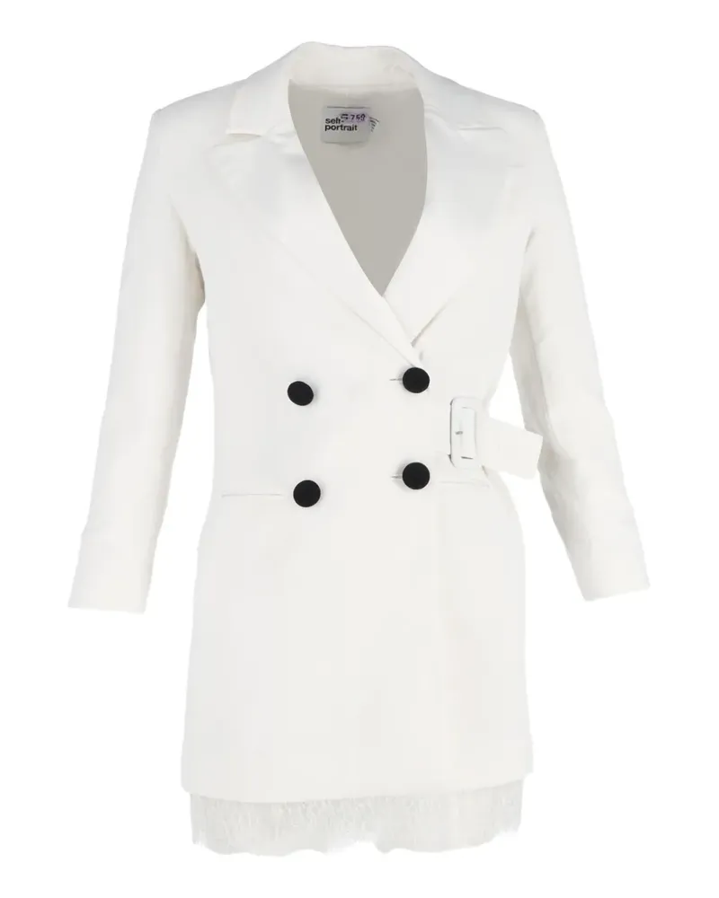 Self-Portrait Double-breasted lace blazer dress - Weiß Weiß