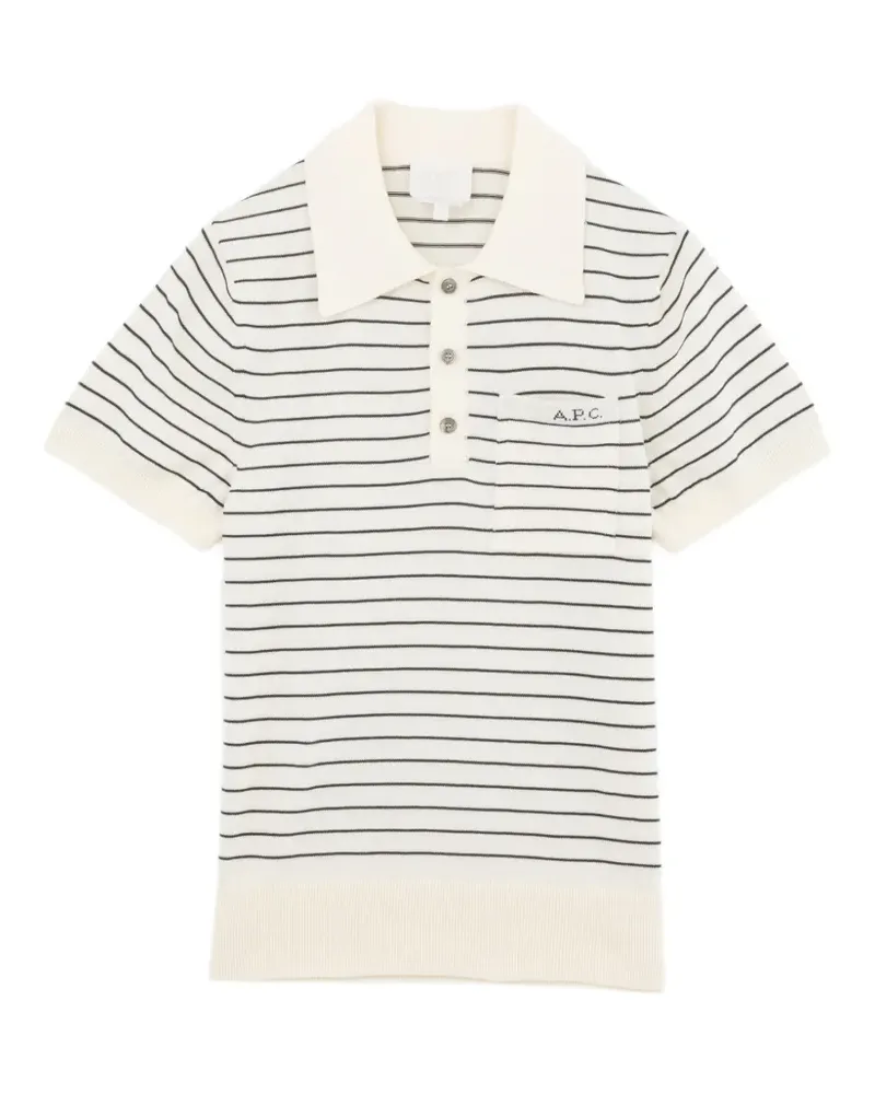 A.P.C. Gestreiftes Poloshirt - Weiß Weiß