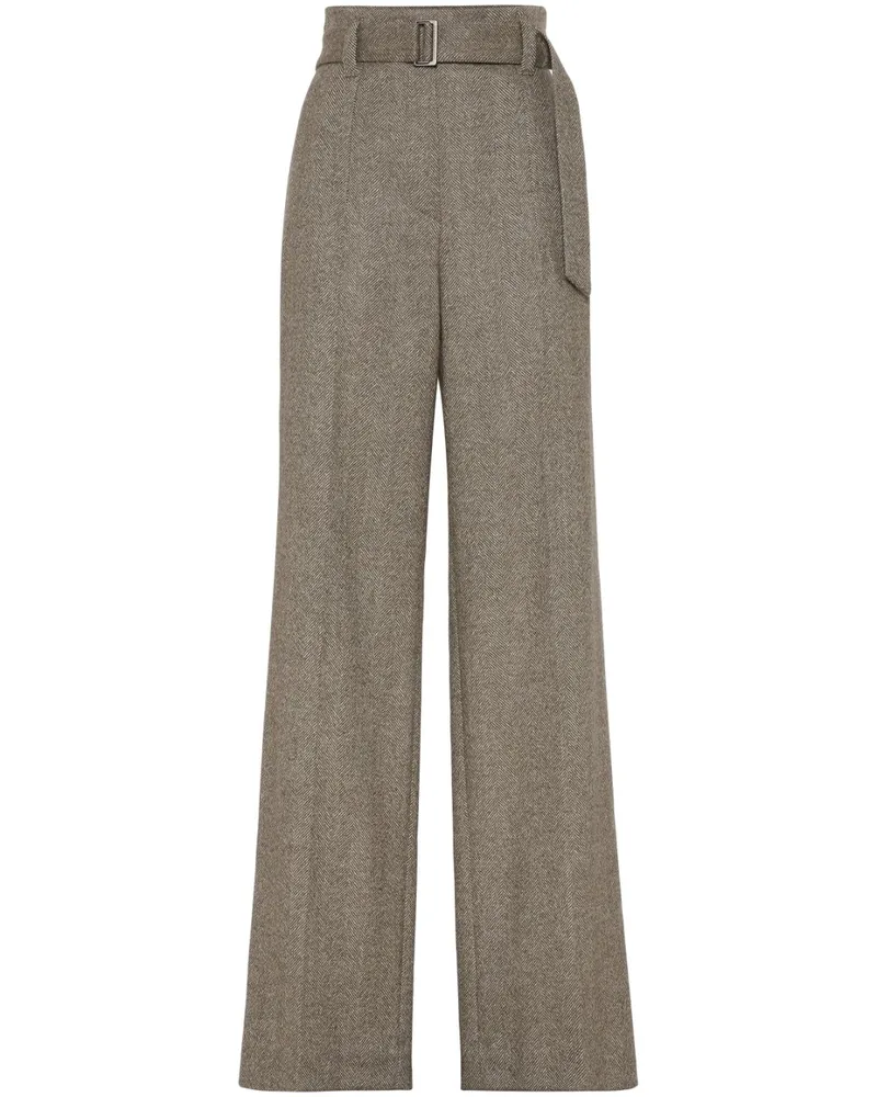 Brunello Cucinelli Hose mit Fischgrätenmuster - Braun Braun