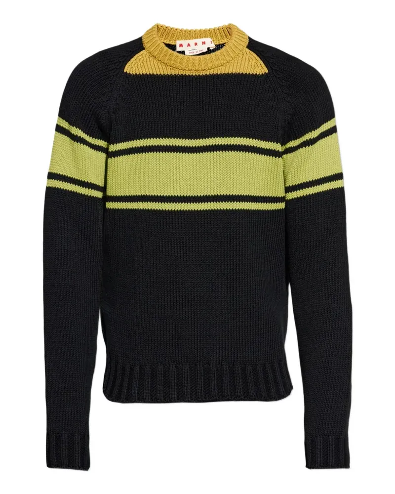 Marni striped logo-patch sweater - Schwarz Schwarz