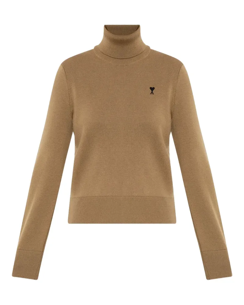 AMI Paris Rollkragenpullover mit Logo-Stickerei - Nude Nude
