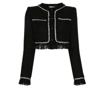 Cropped-Jacke aus Boucle - Schwarz