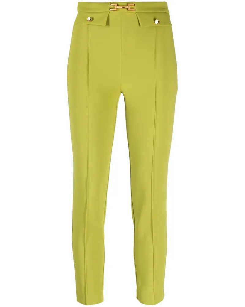Elisabetta Franchi Schmale Hose mit Logo-Schild - Grün Grün