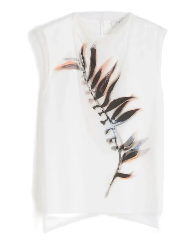 SPORTMAX Top mit Blatt-Print - Weiß Weiß