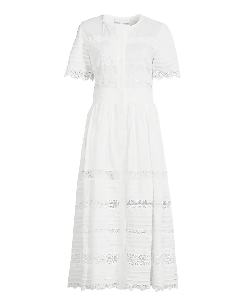 WAIMARI Camila Midikleid mit Spitzenbesatz - Weiß Weiß