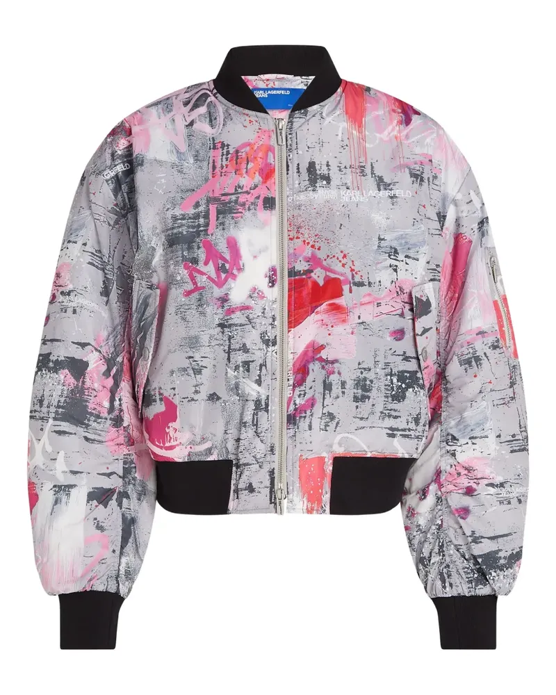 Karl Lagerfeld Bomberjacke mit durchgehendem Print - Grau Grau