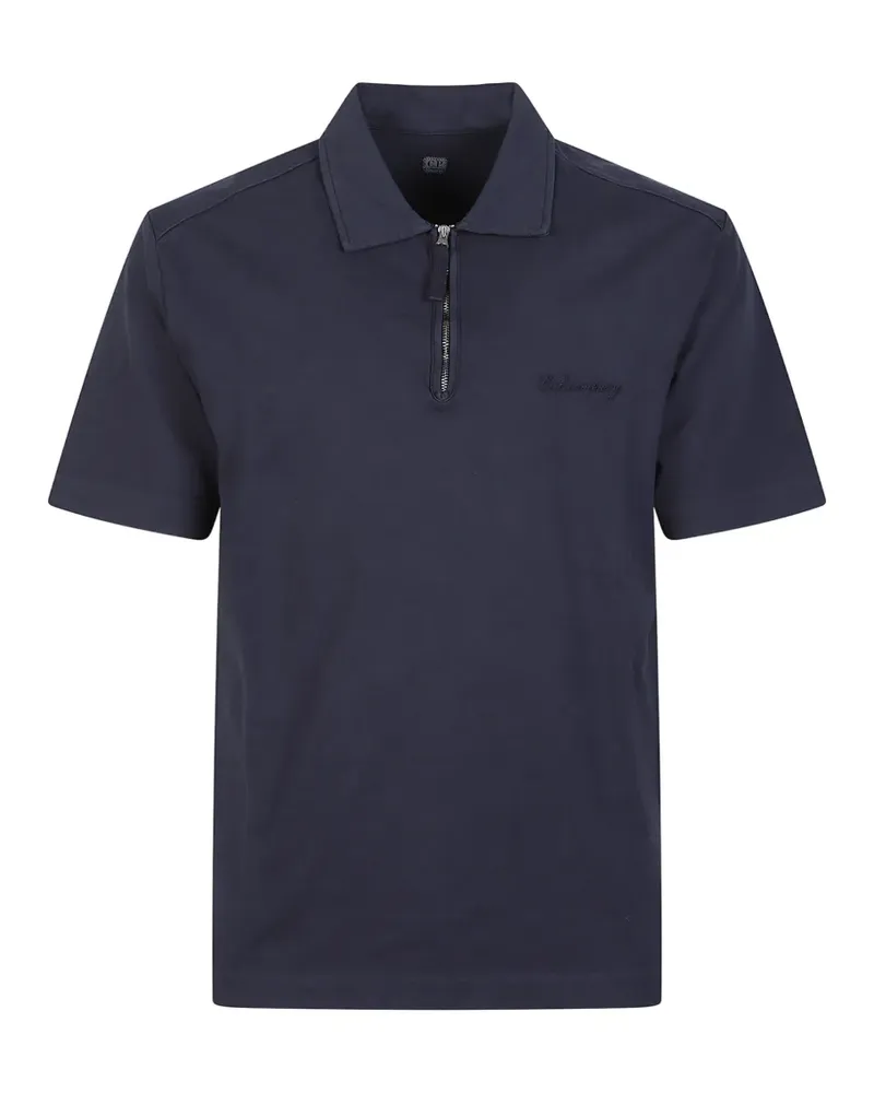 C.P. Company quarter-zip embroidered-logo polo shirt - Blau Blau