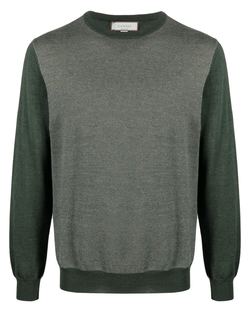 Canali Fein gestrickter Pullover - Grün Grün